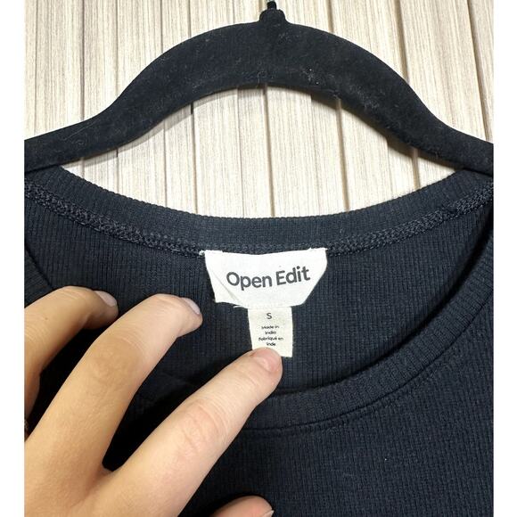 Open Edit Black Ribbed Bodycon Mini T-shirt Dress Size S - Picture 5 of 8